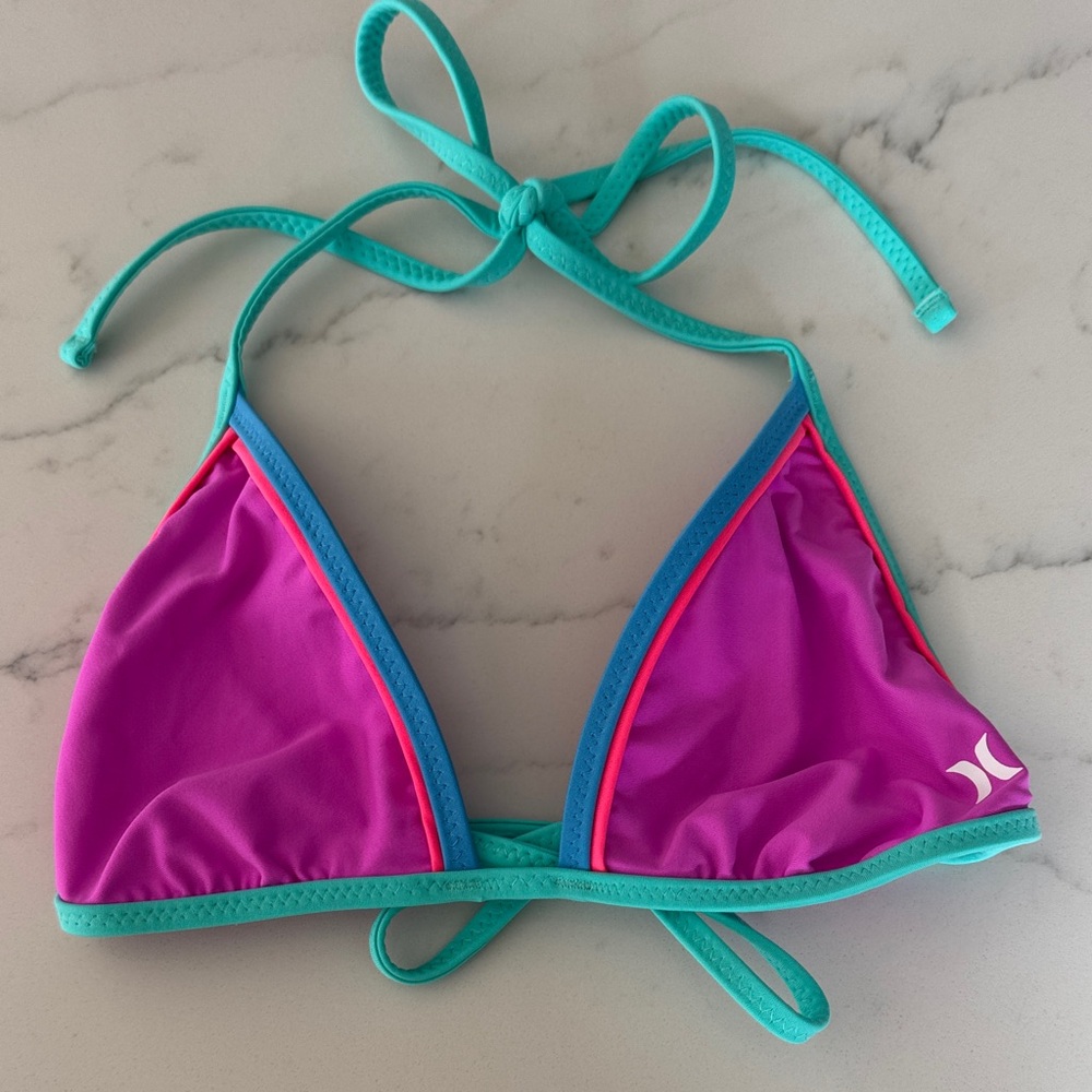 HURLEY  XXS / JUNIORS Swim Bikini Top - Pink  TIE EUC SUMMER LIKE NEW ADJUSTABLE